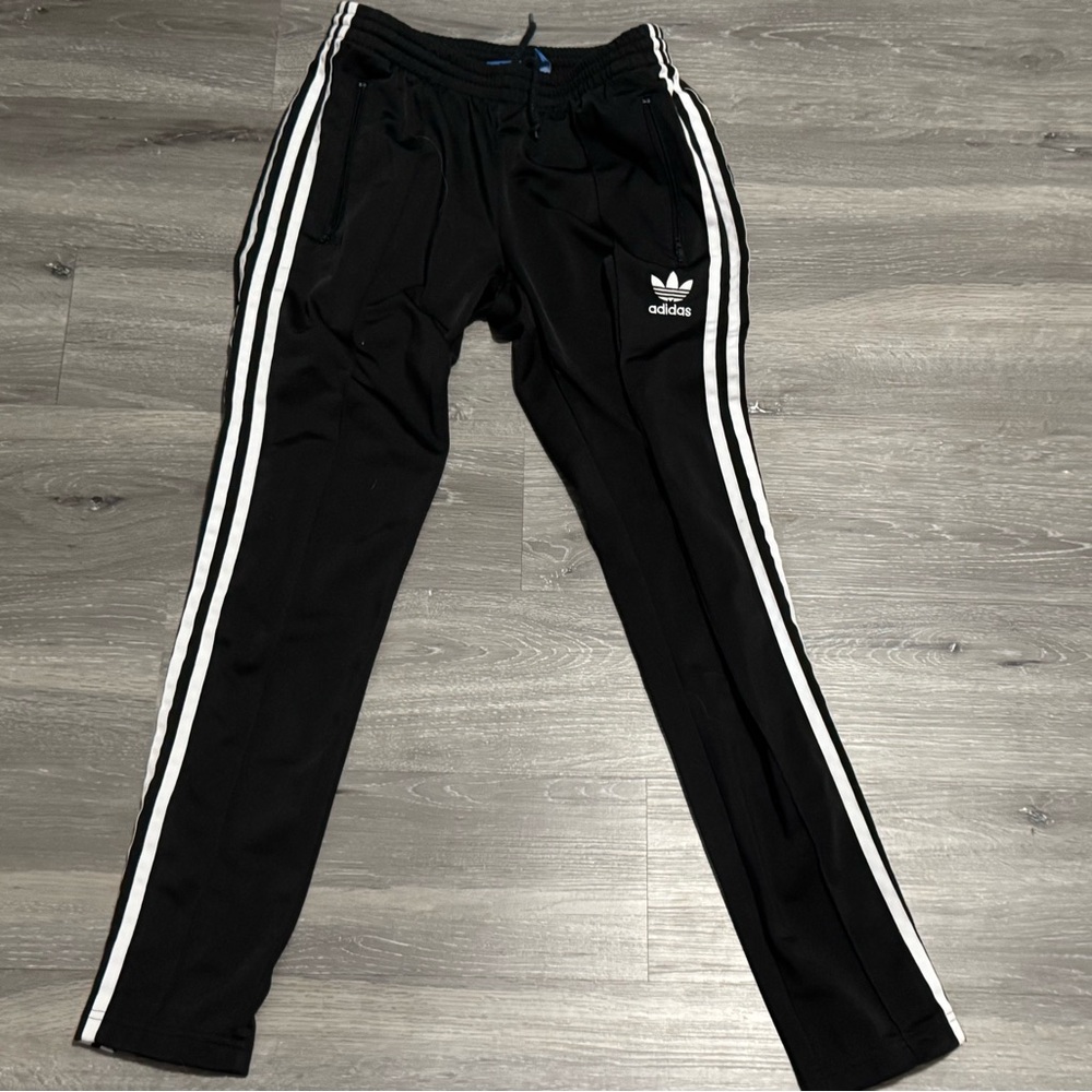 Adidas Adult Black Joggers with White Stripes Small